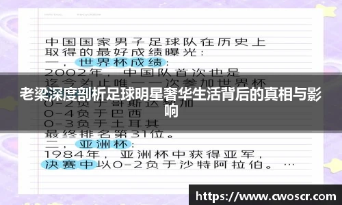 老梁深度剖析足球明星奢华生活背后的真相与影响